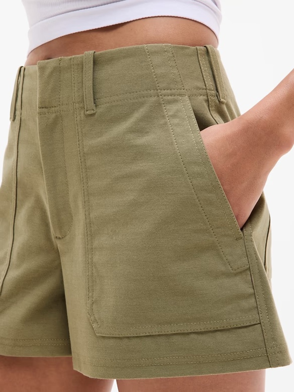Olive Green Tailored Utility Shorts